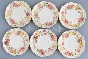 Zsolnay pillangómintás 6 személyes teás készlet, kézzel festett, jelzett, hibátlan