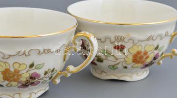 Zsolnay pillangómintás 6 személyes teás készlet, kézzel festett, jelzett, hibátlan