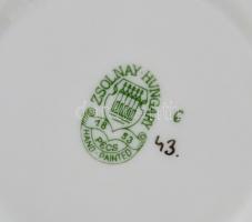 Zsolnay pillangómintás 6 személyes teás készlet, kézzel festett, jelzett, hibátlan