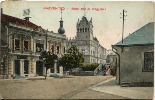 1913 Nagyenyed, Aiud; Bálint-ház és Megyeháza, üzlet. Lázár Adolf utóda kiadása / street view, county hall, shops (EK)