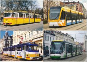 8 db MODERN motívum képeslap: vidéki magyar villamosok / 8 modern motive postcards: Hungarian provincial trams