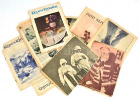 14 db képes újság. 20-as, 30-as, 40-es évek. Pesti napló (1926. máj. 9.); Nemzeti Újság (1927. dec. 4.), stb. Apróbb szakadásokkal.