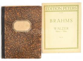 2 db kotta: Brahms, Walzer, Opus 39, Edition Peters, 19p. kiadói papírkötés + DóFelix Mendelssohn Bartholdys Sämmtliche Werke. Lieder ohne Worte für pianoforte solo. 145p. Félvászon kötéssel, kijáró és foltos lapokkal.