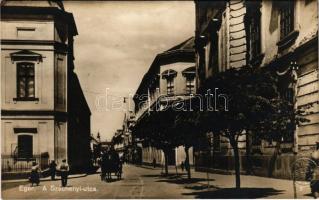 Eger, Széchenyi utca, lovaskocsi. E.K.S.SZ. TUL. 1925.