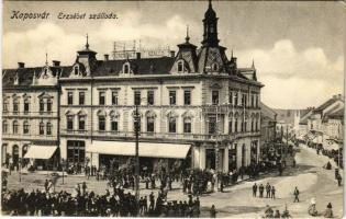 1915 Kaposvár, Erzsébet szálloda, piac, Földes Mór üzlete
