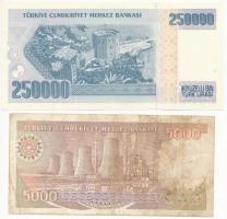Törökország 1992. 5000L + 1998. 250.000L T:III,I-
Turkey 1992. 5000 Lirasi + 1998. 250.000 Lirasi C...