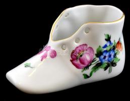 Herendi virág mintás cipőcske, kézzel festett, jelzett, h:10 cm, m: 5 cm