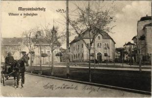 1913 Marosvásárhely, Targu Mures; Villasor a Trébelyben, lovaskocsi. Porjes S. Sándor kiadása / street view, villas, horse-drawn carriage (EK)