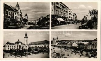 1943 Marosvásárhely, Targu Mures; utca, városháza, Splendid szálloda, automobil, Kertész Rezső üzlete / street view, town hall, hotel, automobile, shops