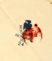 Hollóházi Szász Endre által tervezett mintával díszített tégely, matricás, hibátlan, jelzett, 5,5x6 ...