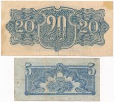 Csehszlovákia 1944. 5K + 20K T:III
Czechoslovakia 1944. 5 Korun + 20 Korun C:F
Krause P#46, P#47