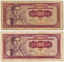 Jugoszlávia 1955. 100D (2x) T:III-  Yugoslavia 1955. 100 Dinara (2x) C:VG Krause P#69