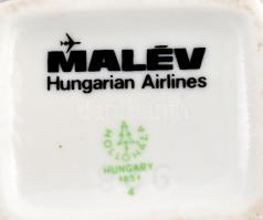 Hollóházi porcelán hamutartó és tálka, egyiken MALÉV jelzéssel, matricás, jelzett, hibátlan, 6x6x5 é...