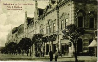 Szatmárnémeti, Satu Mare; Piata I. Bratianu, Banca Romaneasca / utca, Román bank / street view, Romanian bank + "1940 Szatmárnémeti visszatért" So. Stpl.