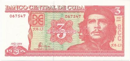 Kuba 2004. 3P Che Guevara T:I Cuba 2004. 3 Pesos Che Guevara C:UNC Krause P#127