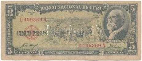 Kuba 1958. 5P T:III  Cuba 1958. 5 Pesos C:F  Krause P#91a