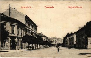1908 Temesvár, Timisoara; Hunyadi út, üzletek / street view, shops (EK)