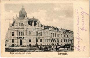 1905 Temesvár, Timisoara; Béga szabályozási palota, piaci árusok. Divald Károly kiadása 784. sz. / Timis-Bega river regulation palace, market vendors, street view