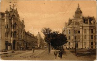 1910 Temesvár, Timisoara; Hunyadi út, Béga szabályozási palota / Hunyadystrasse / street view, Timis-Bega river regulation palace (EK)