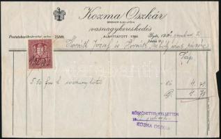 1932 Kozma Oszkár vasnagykereskedésének fejléces számlája