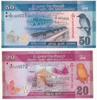 Srí Lanka 2015. 20R + 2016. 50R T:I  Sri Lanka 2015. 20 Rupees + 2016. 50 Rupees C:UNC Krause P#123c, P#124d