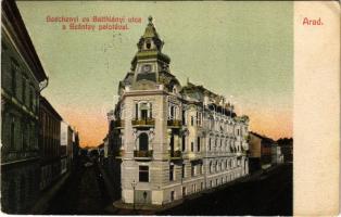 1911 Arad, Széchenyi és Batthyány utca a Szántay palotával. Bloch H. kiadása / strete view, palace (EK)