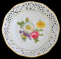 Ingres Weiss Marienbad áttört porcelán virág mintás tál, matricás, jelzett, hibátlan, d: 23 cm