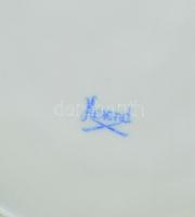 Herendi levél alakú füles tál, kézzel festett, jelzett, apró kopásokkal, 26,5x20 cm