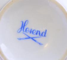 Herendi csipkebogyó mintás mokkás csésze és alj (8db), kézzel festett, jelzett, hibátlan