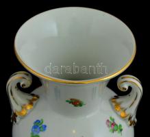 Herendi virág mintás váza, kézzel festett, jelzett, hibátlan, m:  20 cm