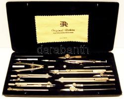 cca 1930 Richter&Co Kopernikus XI. 17 darabos körzőkészlet keménytokban hiánytalanul, szép állapotban