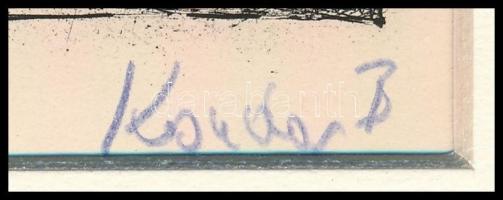 Kondor Béla (1931-1972): Tömegek áhítata. Rézkarc, papír, utólagos jelzéssel, paszpartuban, 11×8 cm