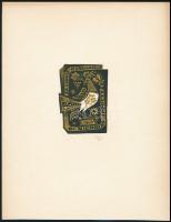 Fery Antal (1908-1994): Ex Libris Hungaricis Dr. Nicholas Lippoczy. Linómetszet, papír, jelzett, 8x5,5 cm