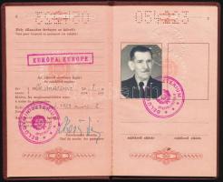 1963 Keményfedeles fényképes útlevél, 3x100 Ft illetékbélyeggel