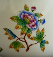 Herendi Viktória mintás füles kaspó, kézzel festett, jelzett, hibátlan, m: 14 cm d: 16,5 cm