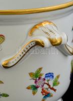 Herendi Viktória mintás füles kaspó, kézzel festett, jelzett, hibátlan, m: 14 cm d: 16,5 cm