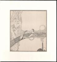 Kozma Lajos (1884-1948): Lantos és az árnyak. Cinkográfia, papír, jelzett a cinkográfián, paszpartuban, 17,5×16,5 cm