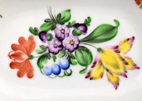 Herendi virág mintás hamutartó és kis tálka, kézzel festett, jelzett, hibátlan, h: 14 és 7 cm