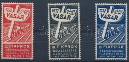 1932 III. Filprok 3 db levélzáró