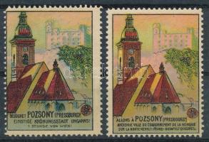 1910-es évek 2 db német, illetve francia nyelvű reklám levélzáró Pozsonyról, ritka