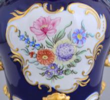 Hollóházi nagyméretű füles váza, kézzel festett, jelzett, hibátlan, m: 36 cm