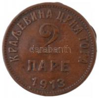Montenegró 1913. 2p Br T:2- ph., ütésnyom Montenegro 1913. 2 Pare Br C:VF edge errors, ding Krause KM#17