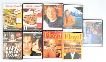 9 db DVD: Sülve-Főve 1-2., River Cottage - Kapa, Kasza, Fakanál, Jamie Oliver - A pucér szakács 2., 4., 5., 6., Floyd Afrikában 1-2.