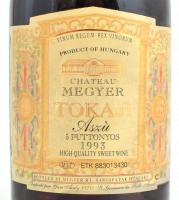 1993 Chateau-Megyer 5 puttonyos Tokaji Aszú, kopott, foltos címkével, bontatlan palack fehérbor, 0,5...