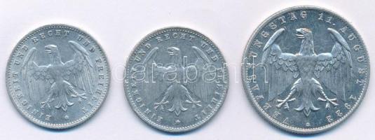 Németország / Weimari Köztársaság 1922A 3M Al "Weimari alkotmány" + 1923A 200M Al + 1923G ...