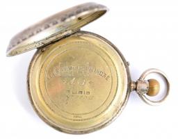 Ezüst(Ag) zsebóra, nem működik, másodperc mutató hiányzik, jelzett, d: 4,5 cm, bruttó: 109 g