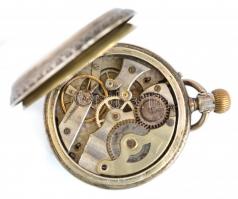 Ezüst(Ag) zsebóra, nem működik, másodperc mutató hiányzik, jelzett, d: 4,5 cm, bruttó: 109 g