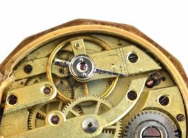 Arany (Au) 14K mechanikus zsebóra, nem működik, jelzett, tokban, d: 3 cm, bruttó: 28 g