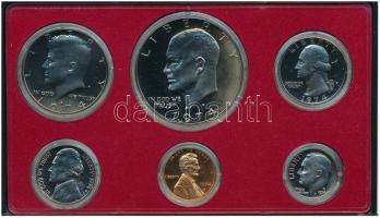 Amerikai Egyesült Államok 1974S 1c-1$ (6xklf) forgalmi sor dísztokban T:PP  USA 1974S 1 Cent - 1 Dollar (6xdiff) coin set in case C:PP
