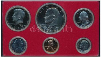 Amerikai Egyesült Államok 1973S 1c-1$ (6xklf) forgalmi sor dísztokban T:PP  USA 1973S 1 Cent - 1 Dollar (6xdiff) coin set in case C:PP